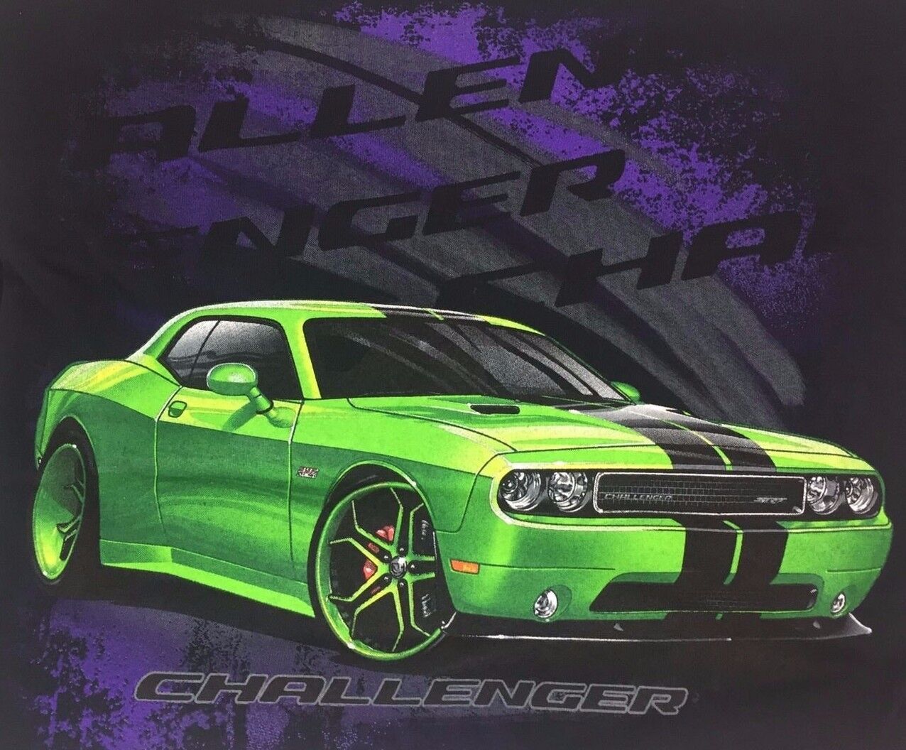Black T-Shirt w/ Lime Green Dodge Challenger SRT Hemi Black T-Shirt w/ Lime Green Dodge Challenger SRT Hemi