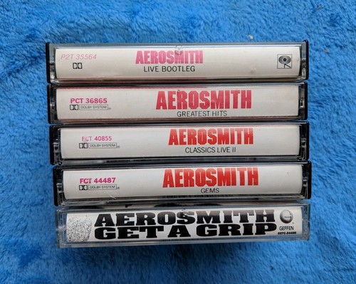 AEROSMITH 5 Cassette Tape Lot Hard Rock Gems Classics Live II Get A Grip
