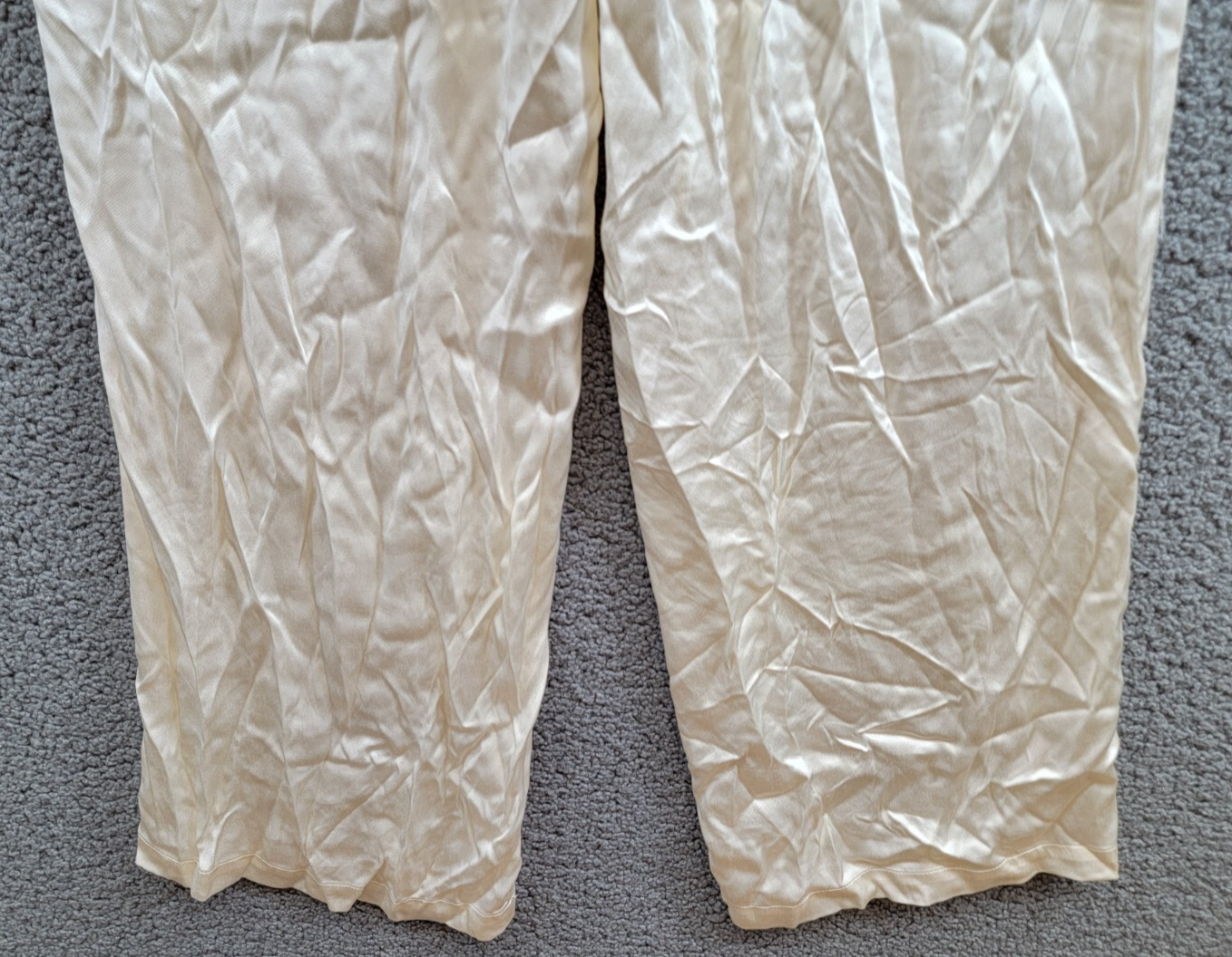 WAYF Fynn Satin Wide Leg Pants Women's S Cream Elastic Waist Pull On Styling~ - Picture 13 of 17