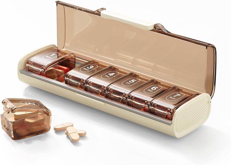 Weekly Pill Organizer,Portable 7 Day Pill Box,Moisture Proof Medicine Pill Organ