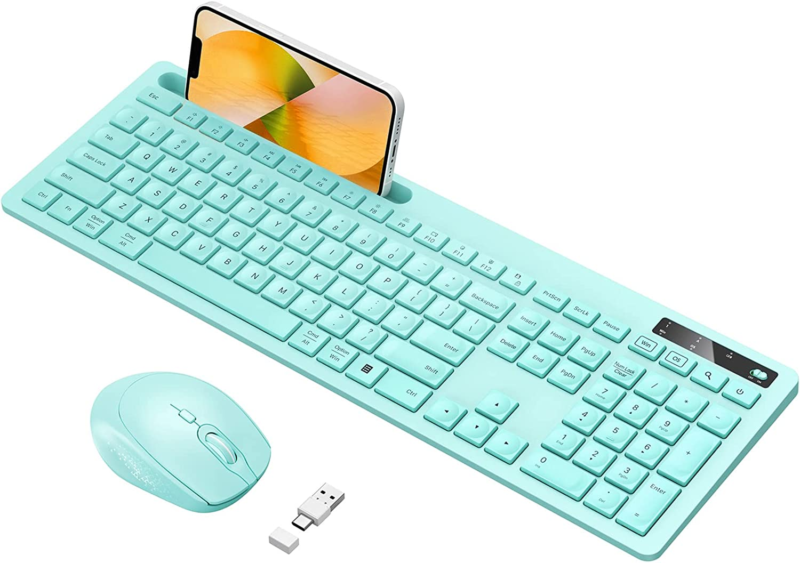 And Mouse Wireless, Teal Wireless Keyboard With Phone Holder Usb