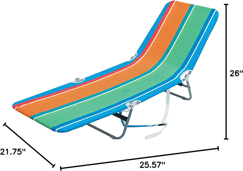 Portable Folding Backpack Beach Lounge Chair with Backpack Orange and Green