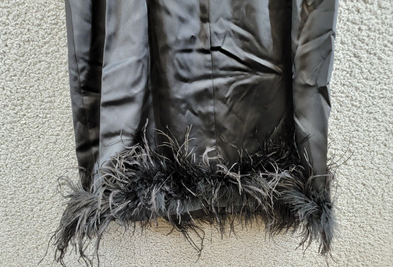Eliza J Twist-Neck Feather-Trim Shift Dress Women's 6 Black Back Zip Closure - Picture 11 of 16