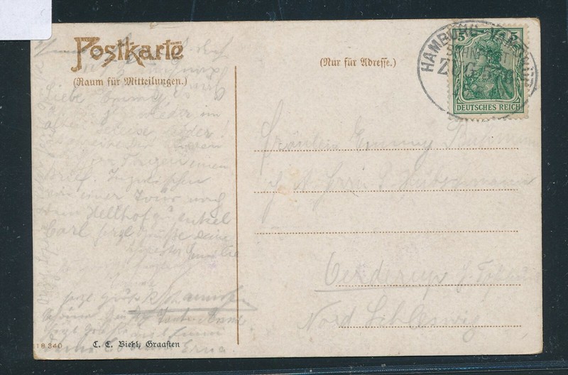 04150) Bahnpost Ovalstempel Hamburg - Vamdrup Zug 576, Ak 