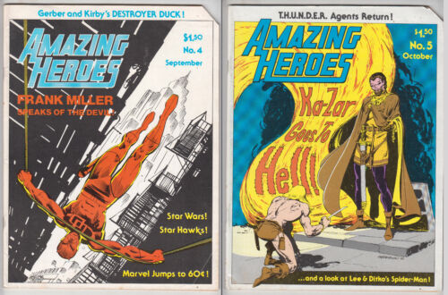 Amazing Heroes #4 & 5. FRANK MILLER, STEVE DITKO, STAR WARS, Lot of 2, 1981 VG 