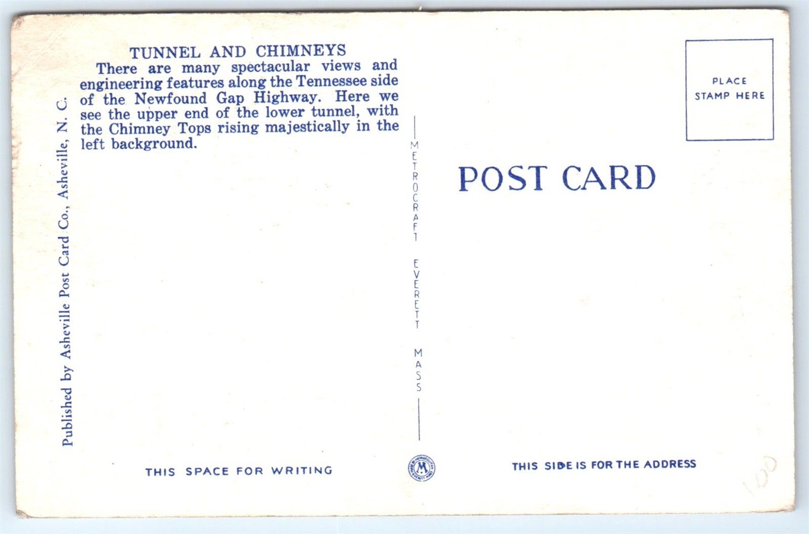 Postcard TN Highway Tunnel Great Smoky Mountains National Park Old Car Vtg G4