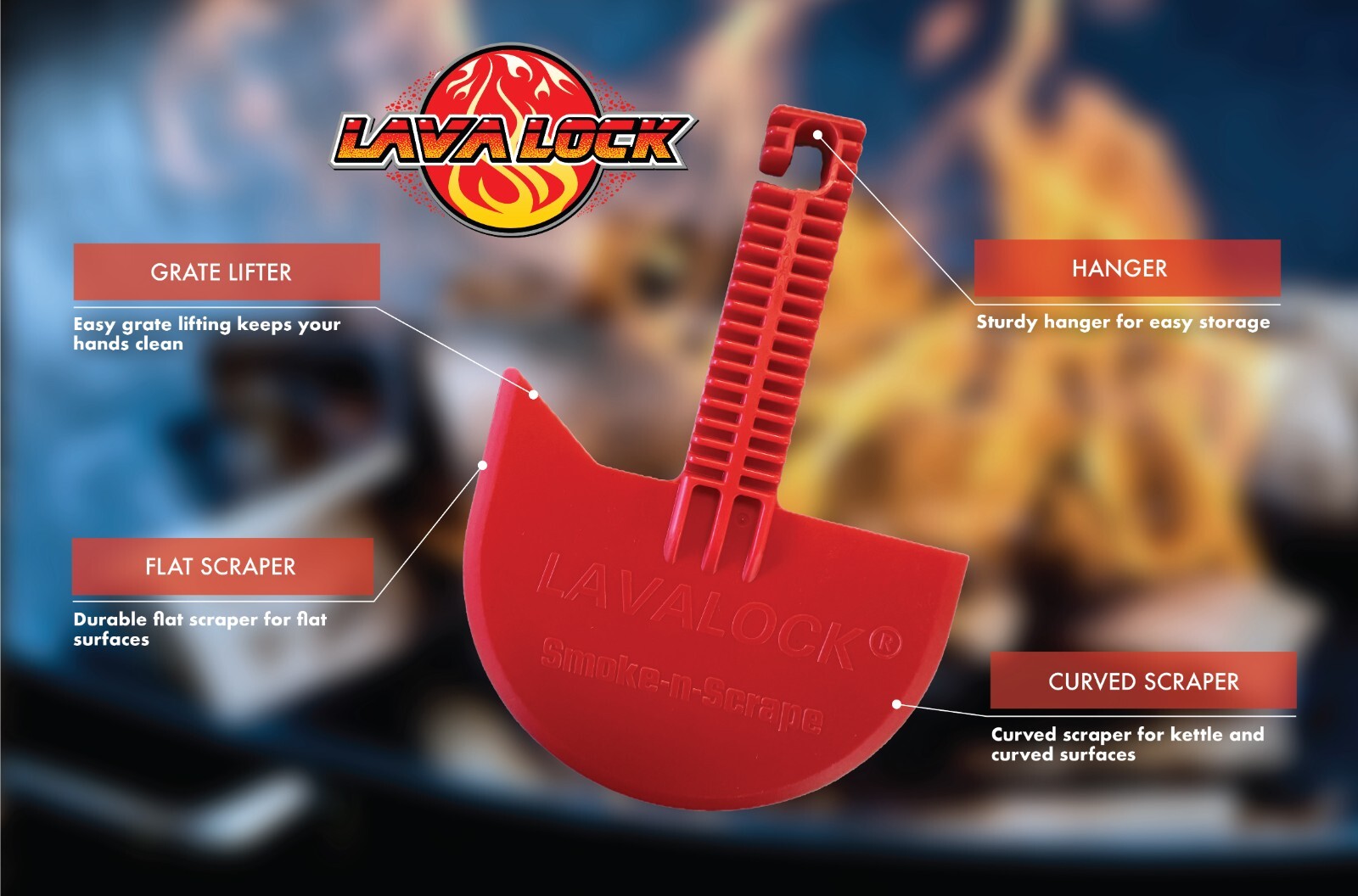 Smok-n-Scrape Grill and Smoker Scraper BBQ Residue Remover Kettle Cleaning Tool