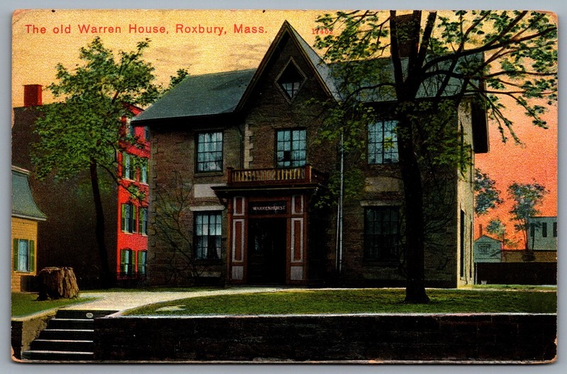 Postcard Roxbury MA c1910 The Old Warren House Warren Street