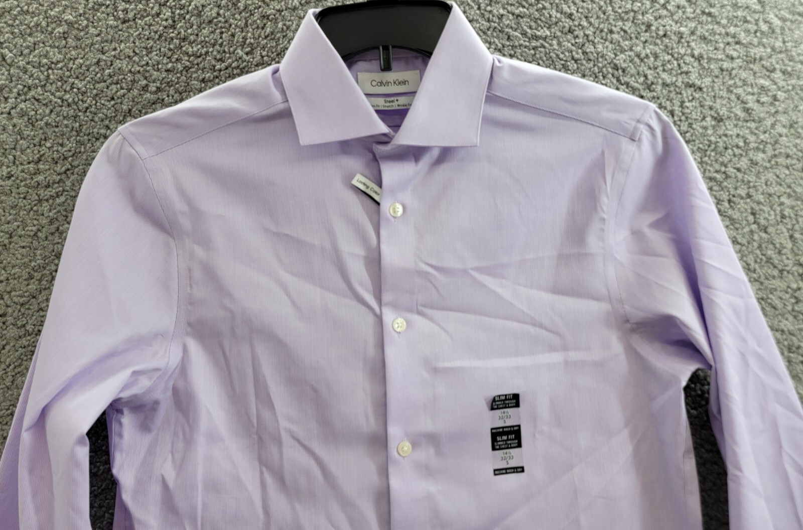 Calvin Klein Steel + Slim Fit Modern Pin Cord Dress Shirt Men's 14.5 32/33 Lilac - Picture 3 of 18