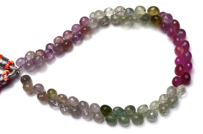 Natural Gem Multi-Color Sapphire Faceted 6MM Onion Beads Briolettes 9'' Strand