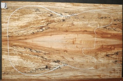 Flame Spalted Maple #9060 Luthier 5A Bass Guitar Top Set  23.75 x 15.25 x .500