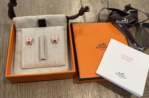 New HERMES Mini Pop H Earring Rose Dragee Pink Rose Gold