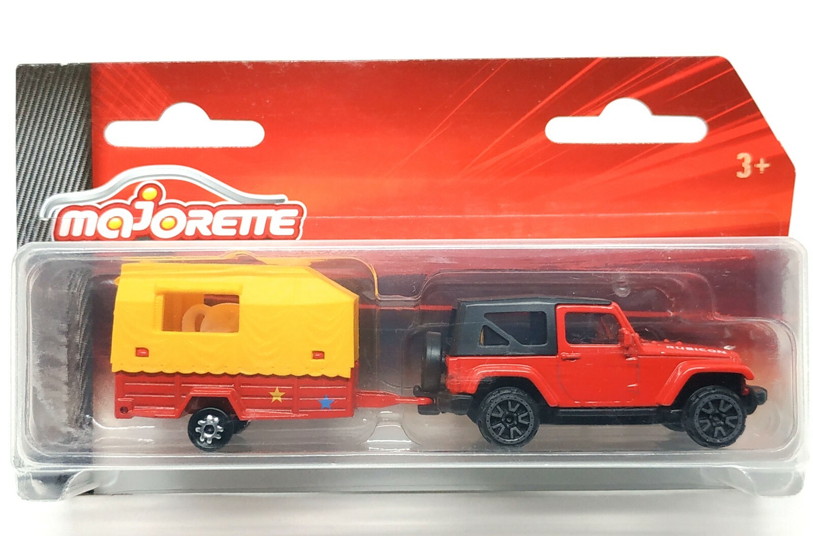 Majorette Jeep Wrangler Rubicon Red with Horse Trailer 1:60 in