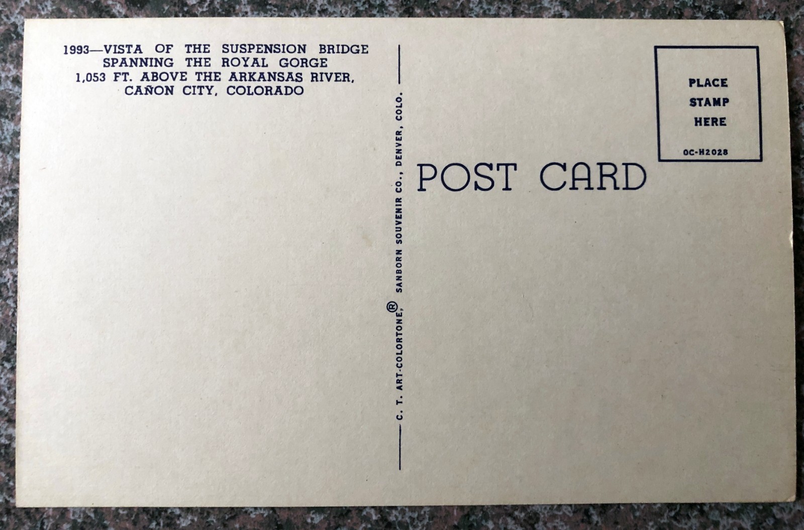 Vista of Suspension Bridge - Royal Gorge - Canon City, CO. - Vintage Postcard