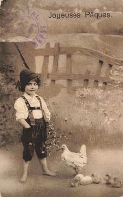 c1910 Fantasy Child Chicken Chicks Egg Easter P62 I