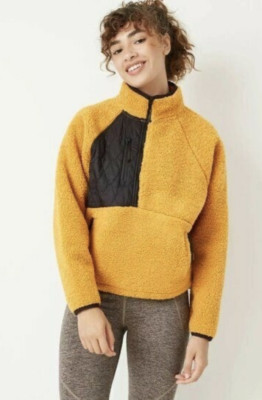JOY LAB Women s Size M 1/2 Zip Pullover Harvest Gold  Sweatshirt Outerwear 