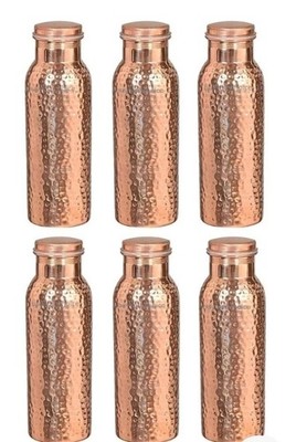 6 X Pure Copper Hammered Water Bottle Drinking Water Flask, For Health Benefits