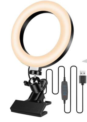6.3 in Selfie Video Conference Clamp Mount LED 3 Dim-able Color 10 Brightness's