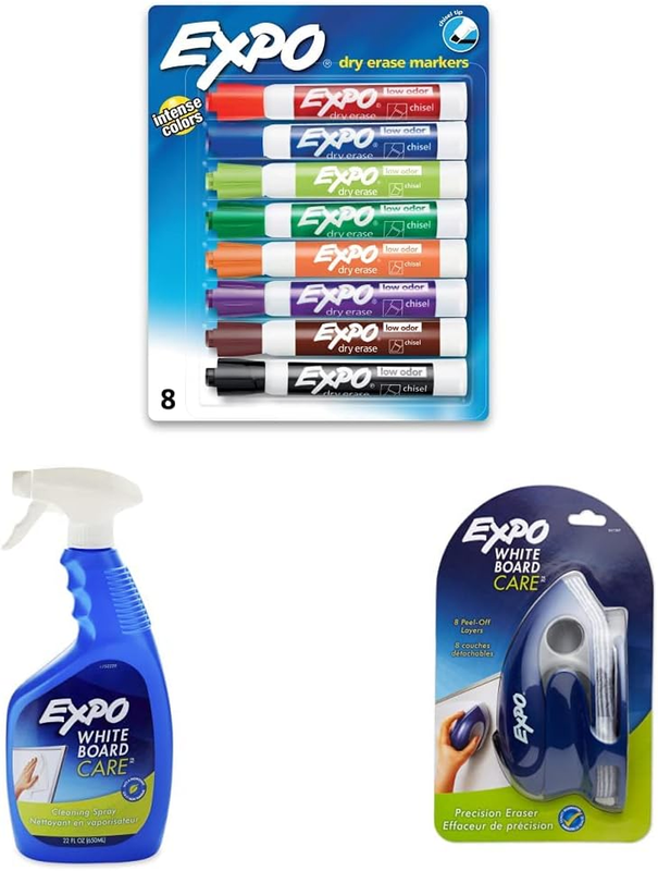 EXPO Low Odor Dry Erase Markers, Chisel Tip, Assorted Colors