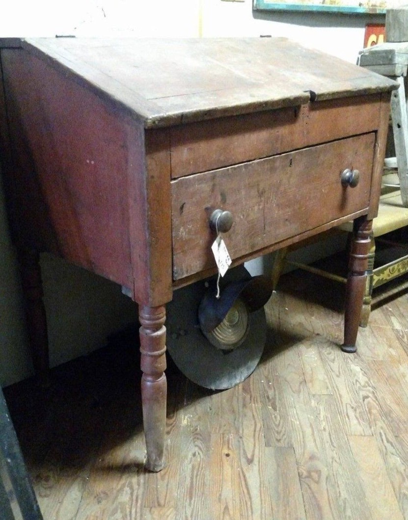 1800s Railroad Desk - Square Nailed, Primitive, Paint Antique, Furniture, Office