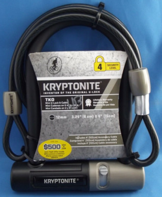 Kryptonite Mini 12mm U-Lock Bicycle Lock 8mm Looped Bike Security Cable Level 4