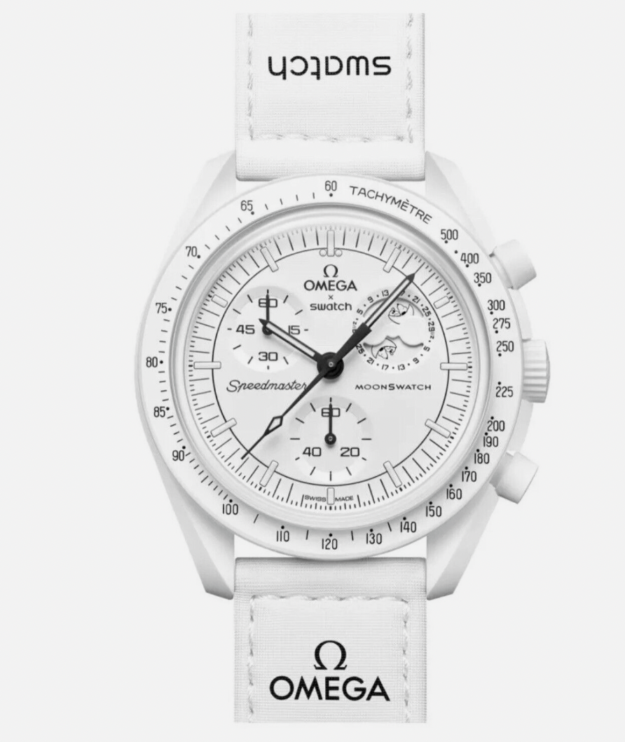 Pre-owned Swatch X Omega Mission To The Moonphase Snoopy Bioceramic Watch