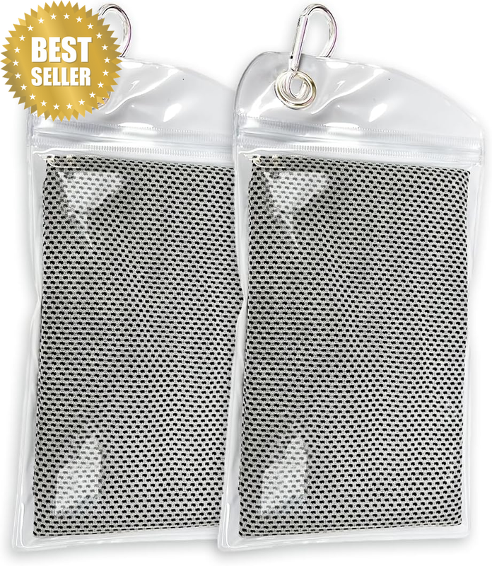 Cooling Towels, 2 PCS Grey Breathable Towels for Yoga, Golf, Outdoor Activities