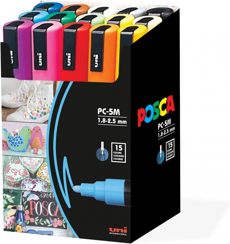 uni Posca Paint Marker Pen - Medium Point - Set of 15 1-pack