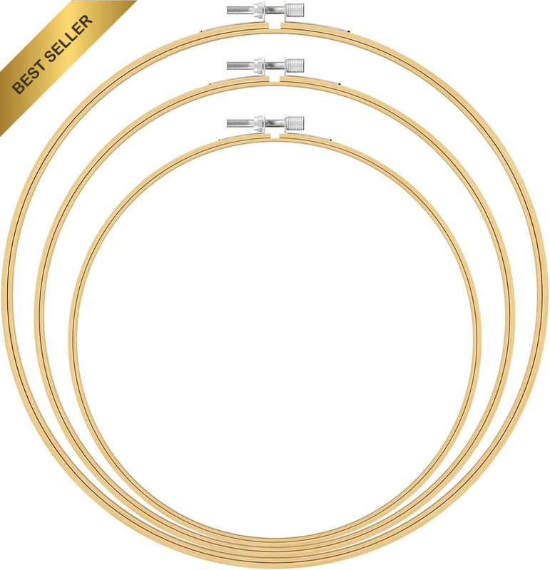 Embroidery Hoop, 3PCS Circle Bamboo Cross Stitch Hoop for DIY Art Craft Sewing (