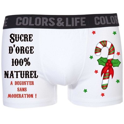 Caleçon boxer homme humour Noël - Sucre d'orge - Cadeau drôle