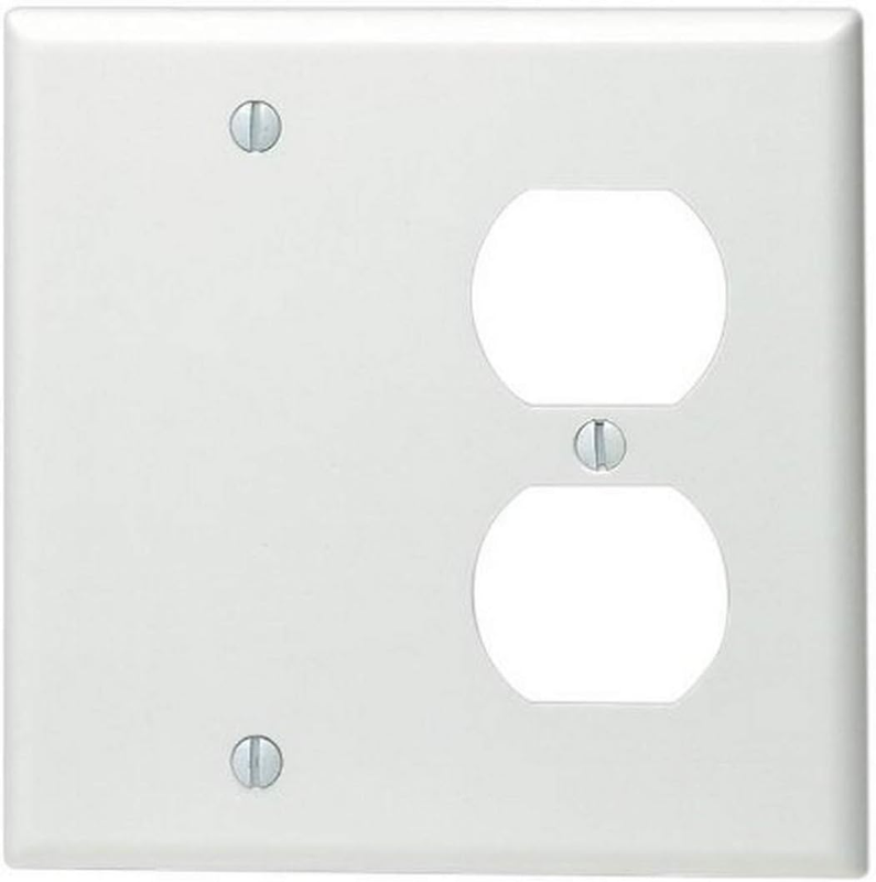 2-Gang 1-Duplex 1-Blank Device Combination Wallplate, Standard Size, Thermoset,