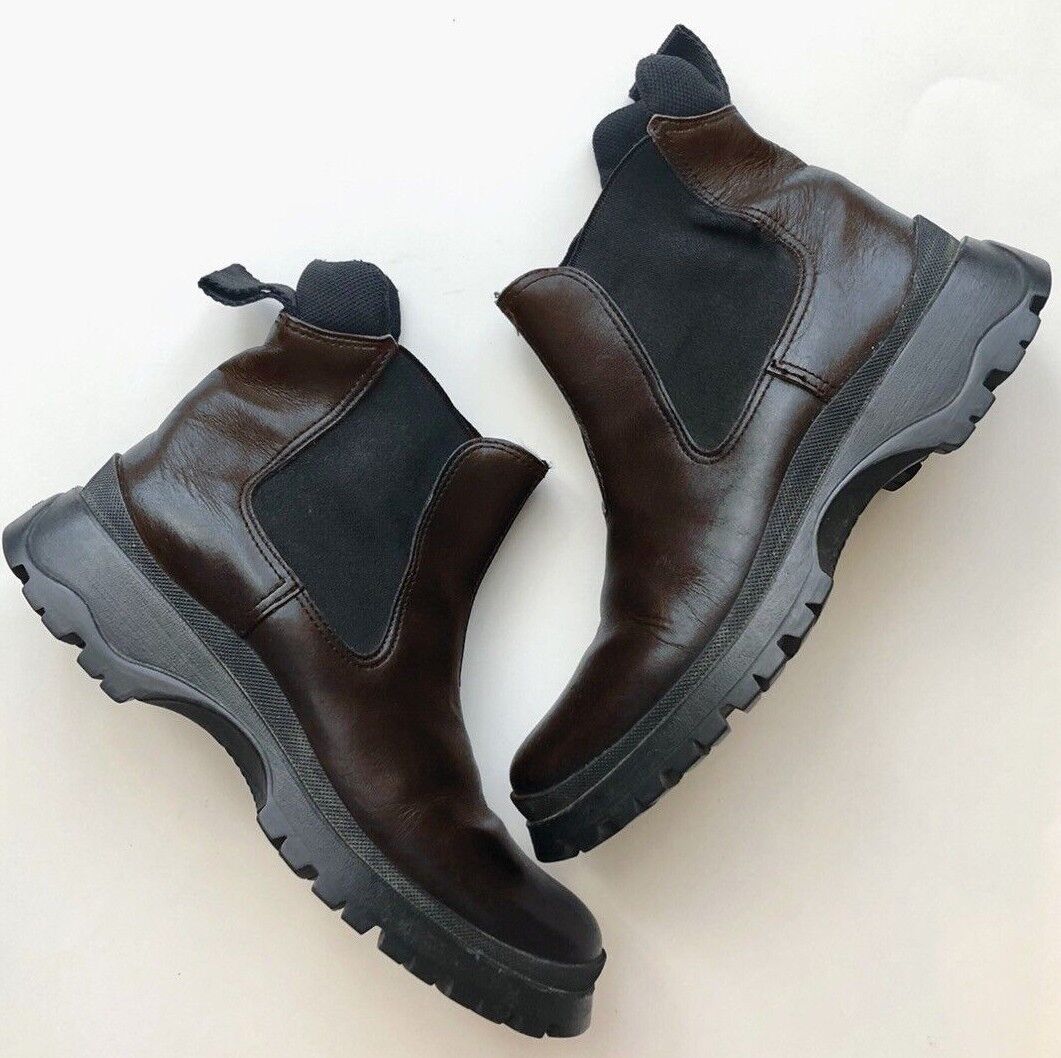 Vintage PRADA Boots Tractor Leather Brown Size 36 1/2 | eBay Vintage PRADA Boots Tractor Leather Brown Size 36 1/2 | eBay