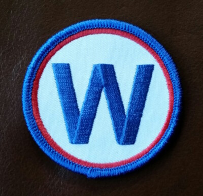 New Chicago Cubs Win W  2 1/2 / 2.5 inch Iron on Patch W flag