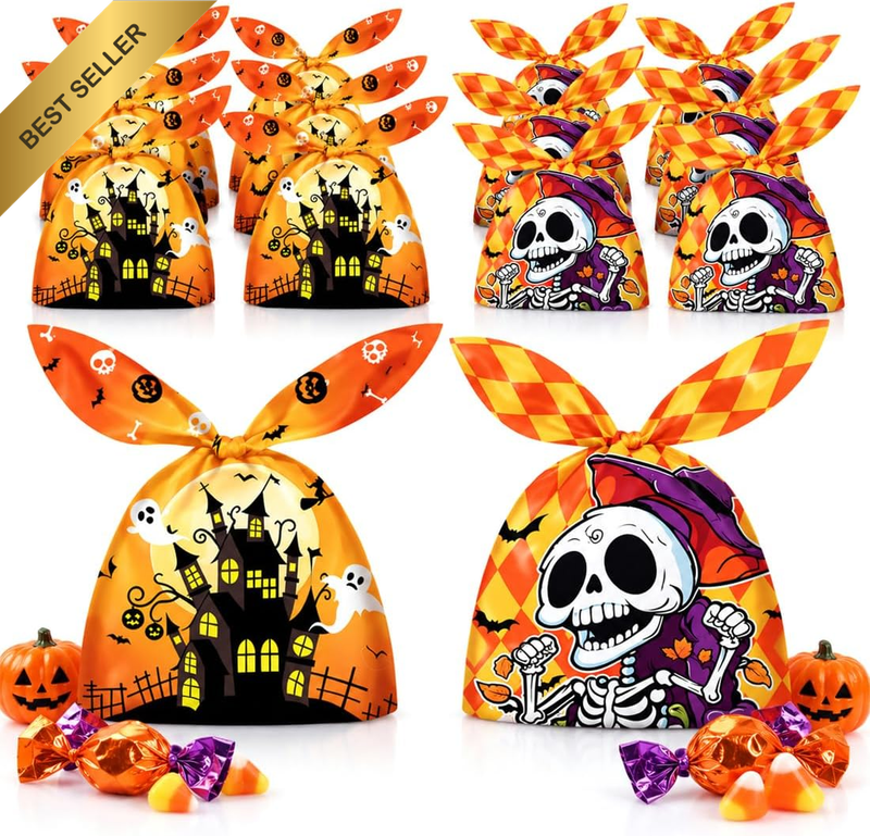 Halloween Treat Bags,100 Pcs Halloween Sweet Bags,Trick-Or-Treating