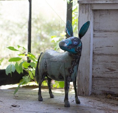 Reclaimed Metal Donkey Garden Farm Animal Mule Rustic Statue Horse Barn Recycled