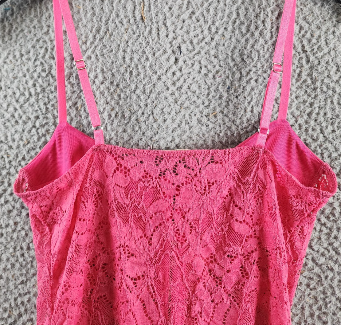 Free People Lace Night Rhythm Bodysuit Women's XS Raspberry Sorbet Hook-And-Eye - Picture 14 of 14