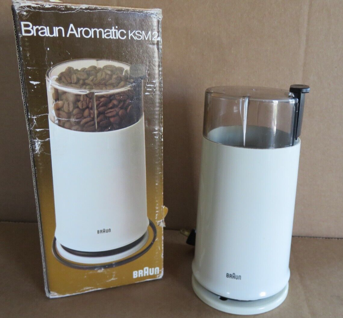 Vintage Braun Aromatic KSM2 White Coffee Spice Grinder Type 4041 w