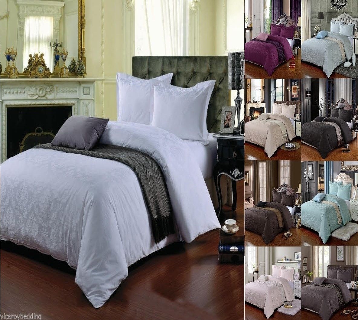 Deluxe Boston Jacquard Damask Super King Duvet Set With