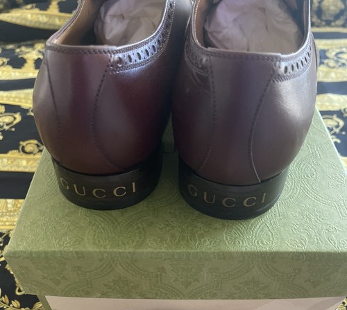 Pre-owned Gucci 100% Auth  Burgundy Leather Jakarta Loafers Dress Shoes 13 Us 13.5 In Red