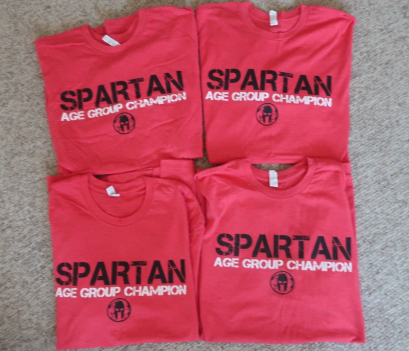 Lot Of 4 Red Spartan Race Age Group Champion Shirt Size Xl Extra Large Fitness