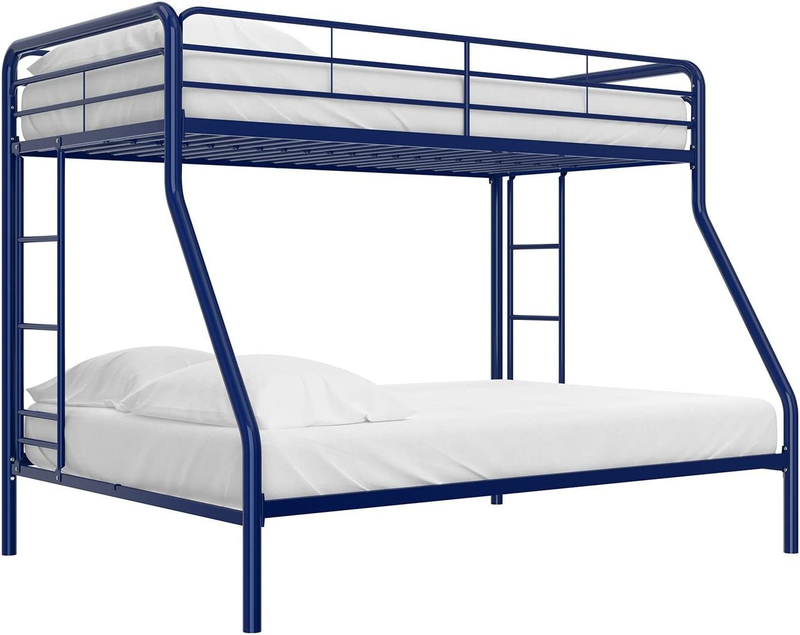 DHP Twin-Over-Full Bunk Bed with Metal Frame and Ladder, Space-Saving Design, Bl