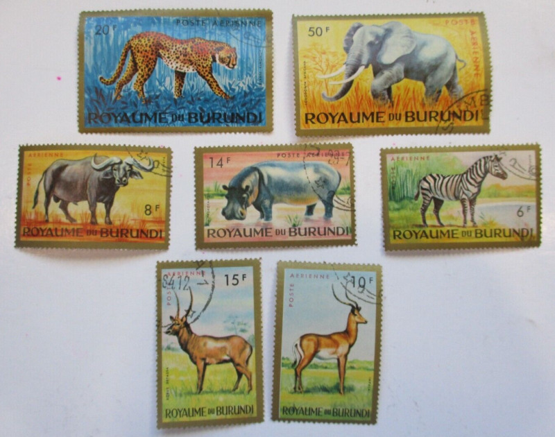 Burundi stamps 1982 SET of 7 AFRICA ANIMALS  Sc#Un/Ckd  CTO  See Pic