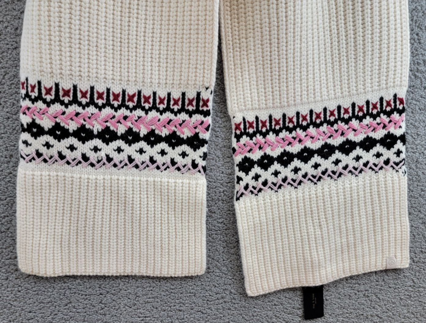 rag & bone Wool Blend Leigh Fair Isle Scarf Women's One Size Ivory~ - Picture 4 of 14