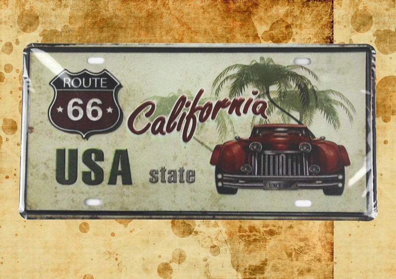Route 66 California USA tin sign car plate garage renovation