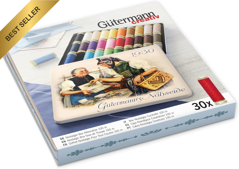 GUTERMANN Nostalgic Box Sew-All Thread 100MT 30 SPOOLS Assorted Colours 1930