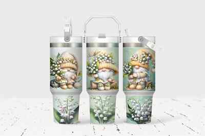 Gnomes Lily Of The Valley 30 Oz Flip Straw Tumbler With Handle