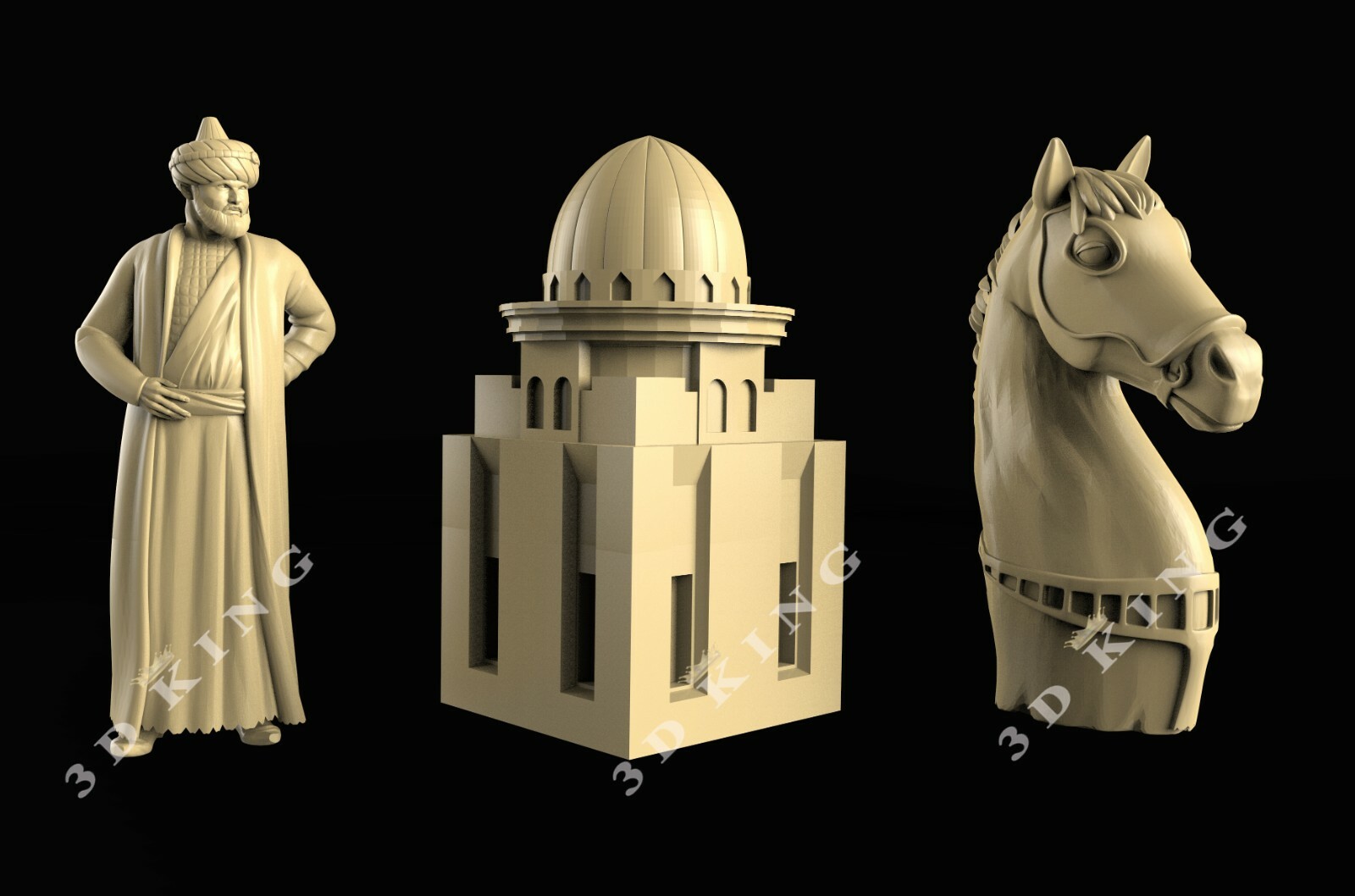 33 Pcs 3D STL Model CHESS ARAB & ROMAN ARMY for CNC Router Aspire 3D Printer