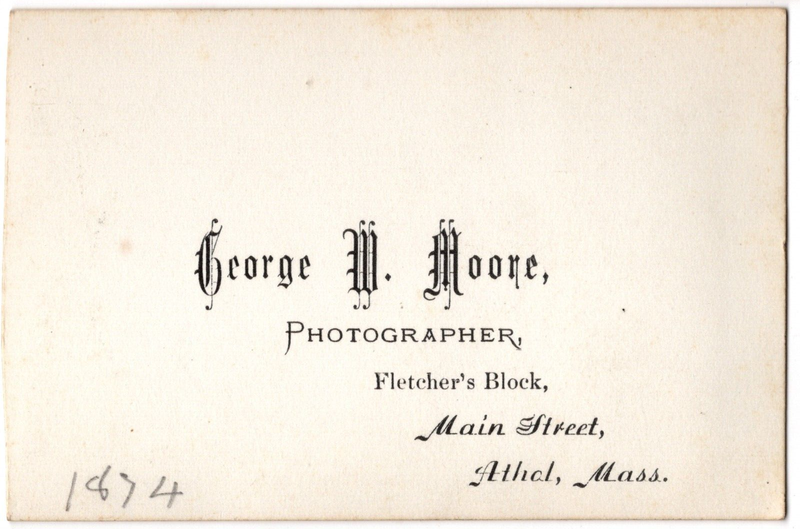 ANTIQUE CDV CIRCA 1874 GEORGE W. MOORE HANDSOME BEARDED MAN ATHOL MASSACHUSETTS — additional view