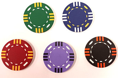 100 Poker Chips (12-Stripe 14 Gram Clay Composite) Choose from 5 Colors :E