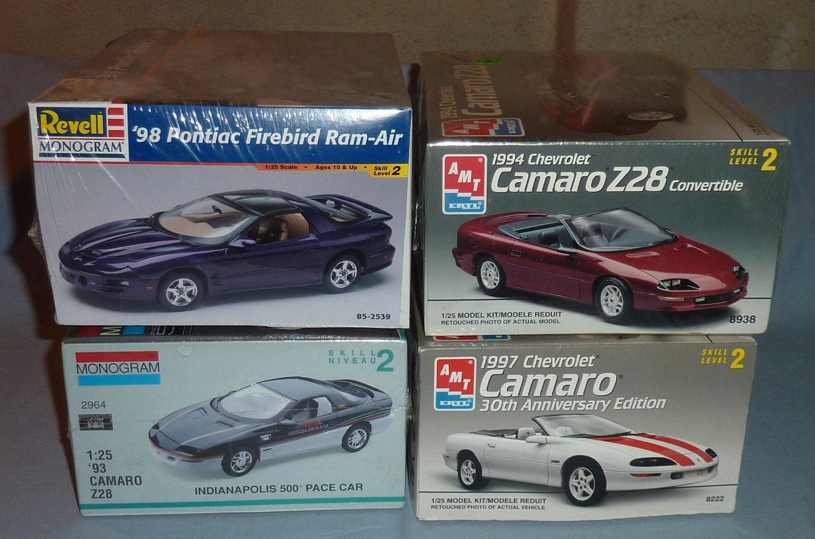 Lot of 4 AMT & Revell Camaro & Firebird kits, Factory sealed